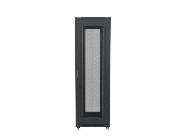 Lanberg FA01-8842-23B 19" 42U SZÉL:800mm MÉLY:800mm MAG:2047mm összeszerelt hálós fémajtós fekete rack szekrény