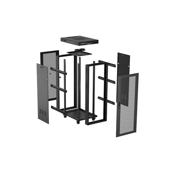 Lanberg FF01-6632-23BL 19" 32U SZÉL:600mm MÉLY:600mm MAG:1603mm lapraszerelt LCD hálós fémajtós fekete rack szekrény