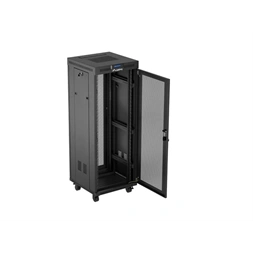 Lanberg FF01-6632-23BL 19" 32U SZÉL:600mm MÉLY:600mm MAG:1603mm lapraszerelt LCD hálós fémajtós fekete rack szekrény