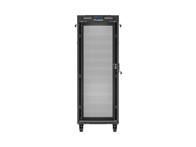 Lanberg FF01-6632-23BL 19" 32U SZÉL:600mm MÉLY:600mm MAG:1603mm lapraszerelt LCD hálós fémajtós fekete rack szekrény