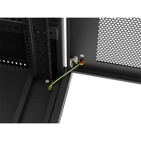 Lanberg FF01-6632-23BL 19" 32U SZÉL:600mm MÉLY:600mm MAG:1603mm lapraszerelt LCD hálós fémajtós fekete rack szekrény