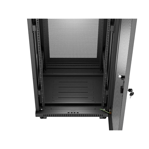 Lanberg FF01-6632-23BL 19" 32U SZÉL:600mm MÉLY:600mm MAG:1603mm lapraszerelt LCD hálós fémajtós fekete rack szekrény