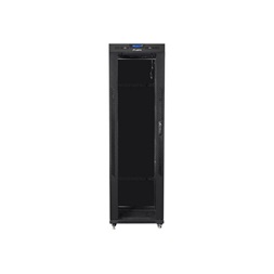 Lanberg FF01-6042-12BL 19" 42U SZÉL:600mm MÉLY:1000mm MAG:2097mm lapraszerelt LCD üvegajtós fekete rack szekrény