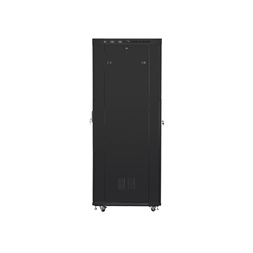 Lanberg FF01-6042-23BL 19" 27U SZÉL:600mm MÉLY:1200mm MAG:1438mm lapraszerelt LCD üvegajtós fekete rack szekrény