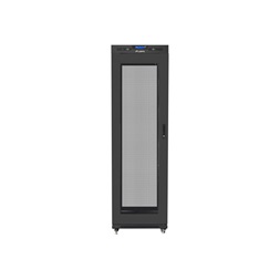 Lanberg FF01-6042-23BL 19" 27U SZÉL:600mm MÉLY:1200mm MAG:1438mm lapraszerelt LCD üvegajtós fekete rack szekrény