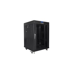 Lanberg FF01-6615-12BL 19" 15U SZÉL:600mm MÉLY:600mm MAG:898mm lapraszerelt LCD üvegajtós fekete rack szekrény