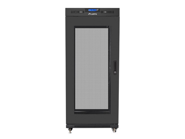 Lanberg FF01-6627-23BL 19" 27U SZÉL:600mm MÉLY:600mm MAG:1461mm lapraszerelt LCD hálós fémajtós fekete rack szekrény
