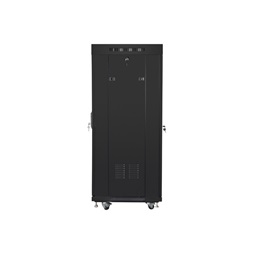 Lanberg FF01-6627-23BL 19" 27U SZÉL:600mm MÉLY:600mm MAG:1461mm lapraszerelt LCD hálós fémajtós fekete rack szekrény