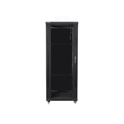 Lanberg FF01-6632-12B 19" 32U SZÉL:600mm MÉLY:600mm MAG:1603mm lapraszerelt üvegajtós fekete rack szekrény