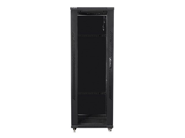 Lanberg FF01-6637-12B 19" 37U SZÉL:600mm MÉLY:600mm MAG:1826mm lapraszerelt üvegajtós fekete rack szekrény