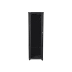 Lanberg FF01-6642-12B 19" 42U SZÉL:600mm MÉLY:600mm MAG:2047mm lapraszerelt üvegajtós fekete rack szekrény
