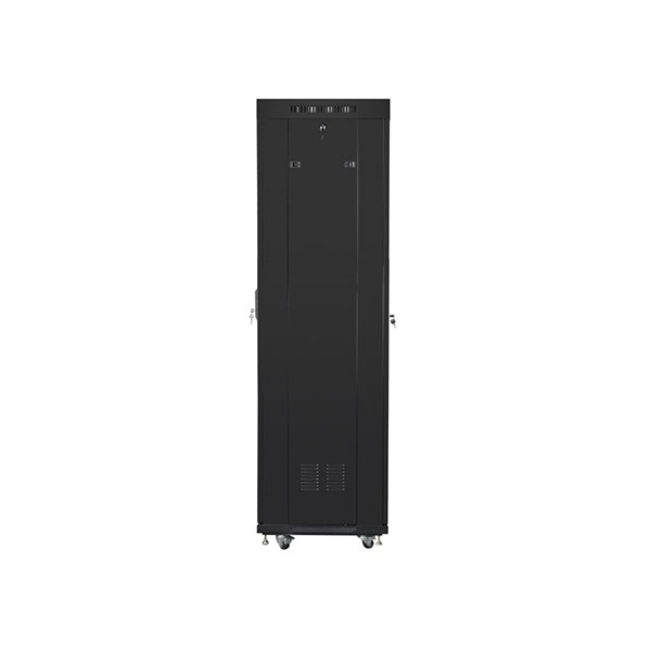 Lanberg FF01-6642-23BL 19" 42U SZÉL:600mm MÉLY:600mm MAG:2127mm lapraszerelt LCD hálós fémajtós fekete rack szekrény