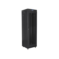 Lanberg FF01-6642-23BL 19" 42U SZÉL:600mm MÉLY:600mm MAG:2127mm lapraszerelt LCD hálós fémajtós fekete rack szekrény