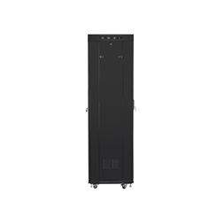Lanberg FF01-6642-23BL 19" 42U SZÉL:600mm MÉLY:600mm MAG:2127mm lapraszerelt LCD hálós fémajtós fekete rack szekrény
