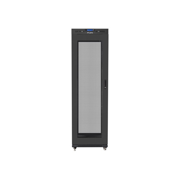 Lanberg FF01-6642-23BL 19" 42U SZÉL:600mm MÉLY:600mm MAG:2127mm lapraszerelt LCD hálós fémajtós fekete rack szekrény