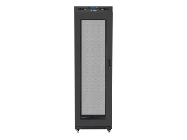 Lanberg FF01-6642-23BL 19" 42U SZÉL:600mm MÉLY:600mm MAG:2127mm lapraszerelt LCD hálós fémajtós fekete rack szekrény
