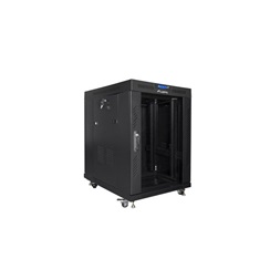 Lanberg FF01-6815-12BL 19" 15U SZÉL:600mm MÉLY:800mm MAG:898mm lapraszerelt LCD üvegajtós fekete rack szekrény
