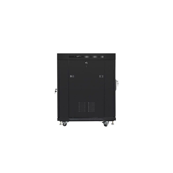 Lanberg FF01-6815-12BL 19" 15U SZÉL:600mm MÉLY:800mm MAG:898mm lapraszerelt LCD üvegajtós fekete rack szekrény