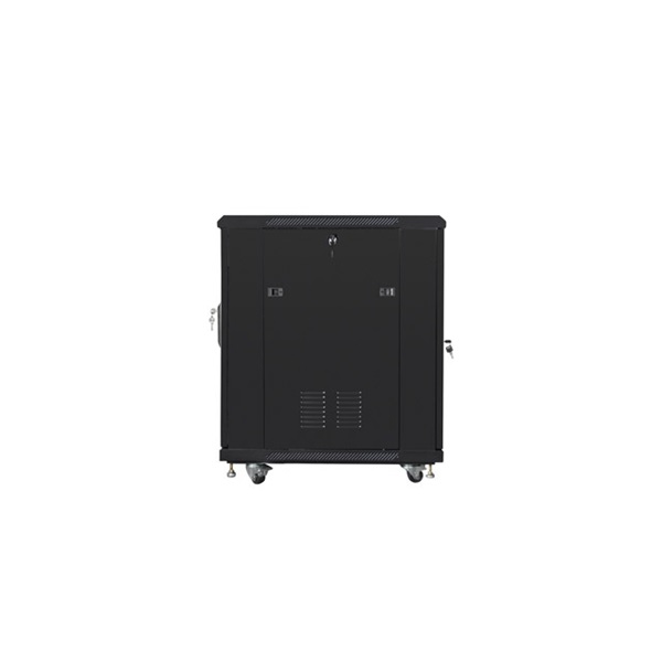 Lanberg FF01-6815-23B 19" 15U SZÉL:600mm MÉLY:800mm MAG:848mm lapraszerelt hálós fémajtós fekete rack szekrény