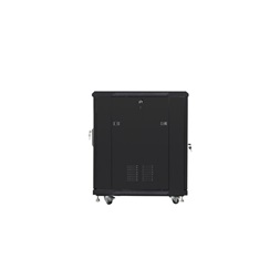 Lanberg FF01-6815-23B 19" 15U SZÉL:600mm MÉLY:800mm MAG:848mm lapraszerelt hálós fémajtós fekete rack szekrény