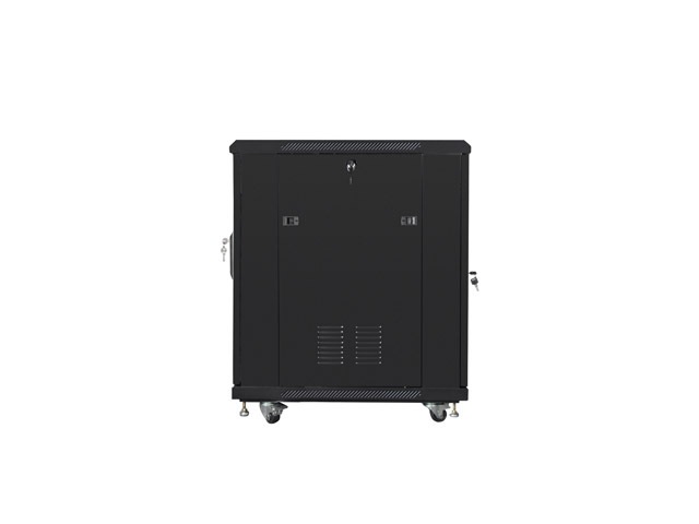 Lanberg FF01-6815-23B 19" 15U SZÉL:600mm MÉLY:800mm MAG:848mm lapraszerelt hálós fémajtós fekete rack szekrény