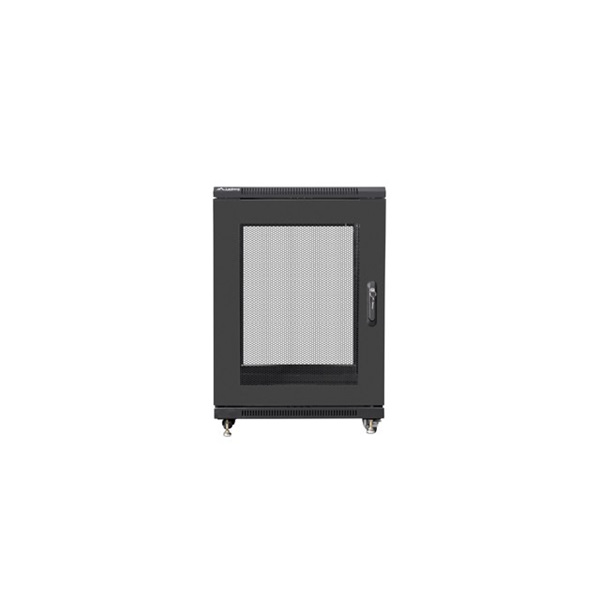 Lanberg FF01-6815-23B 19" 15U SZÉL:600mm MÉLY:800mm MAG:848mm lapraszerelt hálós fémajtós fekete rack szekrény