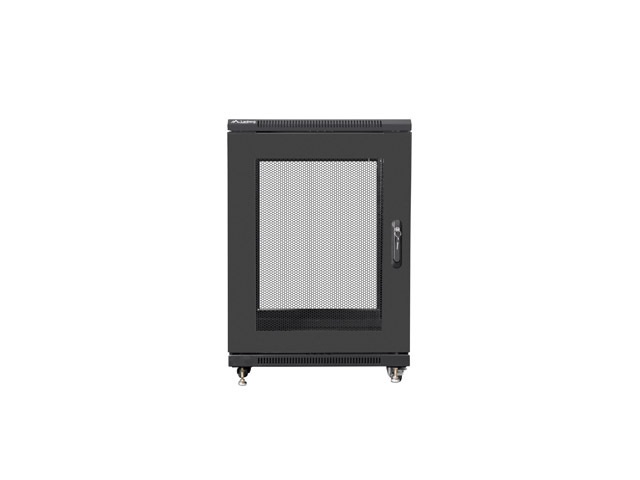 Lanberg FF01-6815-23B 19" 15U SZÉL:600mm MÉLY:800mm MAG:848mm lapraszerelt hálós fémajtós fekete rack szekrény