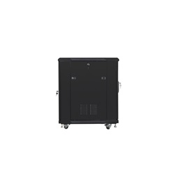 Lanberg FF01-6815-23B 19" 15U SZÉL:600mm MÉLY:800mm MAG:848mm lapraszerelt hálós fémajtós fekete rack szekrény