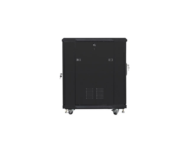 Lanberg FF01-6815-23B 19" 15U SZÉL:600mm MÉLY:800mm MAG:848mm lapraszerelt hálós fémajtós fekete rack szekrény