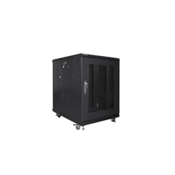 Lanberg FF01-6815-23B 19" 15U SZÉL:600mm MÉLY:800mm MAG:848mm lapraszerelt hálós fémajtós fekete rack szekrény