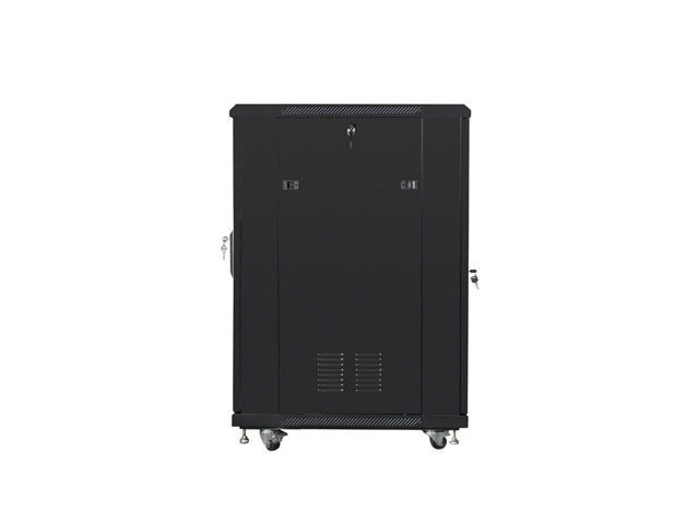Lanberg FF01-6822-23B 19" 22U SZÉL:600mm MÉLY:800mm MAG:1159mm lapraszerelt hálós fémajtós fekete rack szekrény