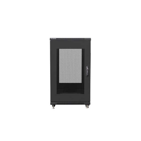 Lanberg FF01-6822-23B 19" 22U SZÉL:600mm MÉLY:800mm MAG:1159mm lapraszerelt hálós fémajtós fekete rack szekrény
