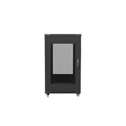 Lanberg FF01-6822-23B 19" 22U SZÉL:600mm MÉLY:800mm MAG:1159mm lapraszerelt hálós fémajtós fekete rack szekrény