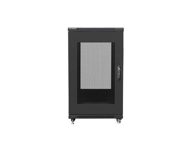 Lanberg FF01-6822-23B 19" 22U SZÉL:600mm MÉLY:800mm MAG:1159mm lapraszerelt hálós fémajtós fekete rack szekrény