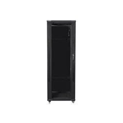 Lanberg FF01-6837-12B 19" 37U SZÉL:600mm MÉLY:800mm MAG:1826mm lapraszerelt üvegajtós fekete rack szekrény