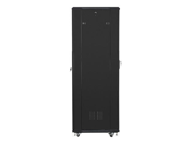 Lanberg FF01-6842-12B 19" 42U SZÉL:600mm MÉLY:800mm MAG:2047mm lapraszerelt üvegajtós fekete rack szekrény