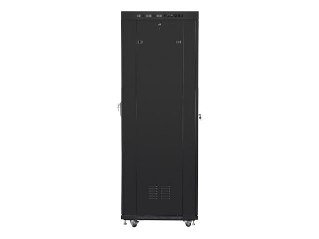 Lanberg FF01-6842-23BL 19" 42U SZÉL:600mm MÉLY:800mm MAG:2097mm lapraszerelt LCD hálós fémajtós fekete rack szekrény