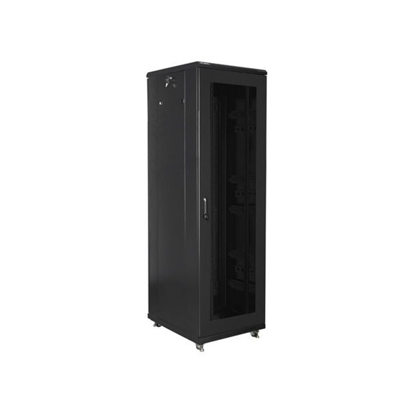 Lanberg FF01-6842-23B 19" 42U SZÉL:600mm MÉLY:800mm MAG:2047mm lapraszerelt LCD hálós fémajtós fekete rack szekrény