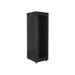 Lanberg FF01-6842-23B 19" 42U SZÉL:600mm MÉLY:800mm MAG:2047mm lapraszerelt LCD hálós fémajtós fekete rack szekrény