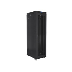 Lanberg FF01-8047-23BL 19" 47U SZÉL:800mm MÉLY:1000mm MAG:2320mm lapraszerelt LCD hálós fémajtós fekete rack szekrény