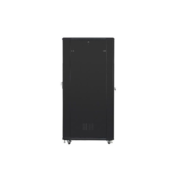 Lanberg FF01-8242-12B 19" 42U SZÉL:800mm MÉLY:1200mm MAG:2047mm lapraszerelt üvegajtós fekete rack szekrény