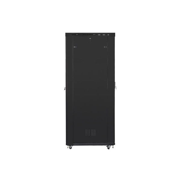 Lanberg FF01-8247-12BL 19" 47U SZÉL:800mm MÉLY:1200mm MAG:2350mm lapraszerelt LCD üvegajtós fekete rack szekrény