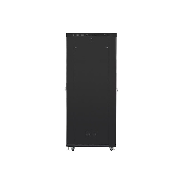 Lanberg FF01-8247-12BL 19" 47U SZÉL:800mm MÉLY:1200mm MAG:2350mm lapraszerelt LCD üvegajtós fekete rack szekrény
