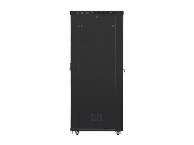 Lanberg FF01-8247-12BL 19" 47U SZÉL:800mm MÉLY:1200mm MAG:2350mm lapraszerelt LCD üvegajtós fekete rack szekrény