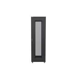 Lanberg FF01-8842-23B 19" 42U SZÉL:800mm MÉLY:800mm MAG:2047mm lapraszerelt hálós fémajtós fekete rack szekrény