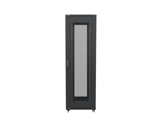 Lanberg FF01-8842-23B 19" 42U SZÉL:800mm MÉLY:800mm MAG:2047mm lapraszerelt hálós fémajtós fekete rack szekrény