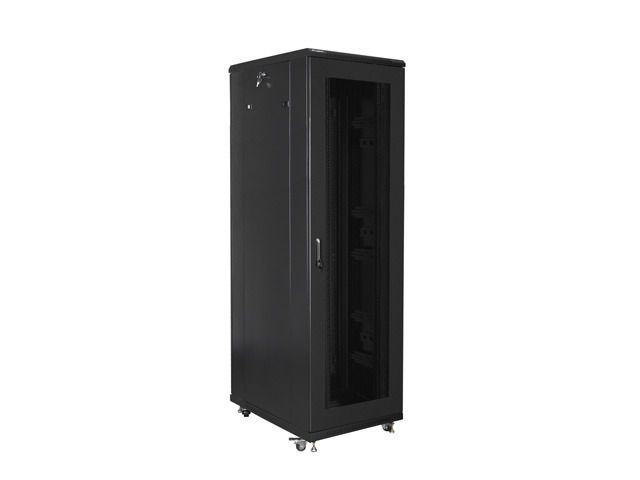 Lanberg FF01-8842-23B 19" 42U SZÉL:800mm MÉLY:800mm MAG:2047mm lapraszerelt hálós fémajtós fekete rack szekrény