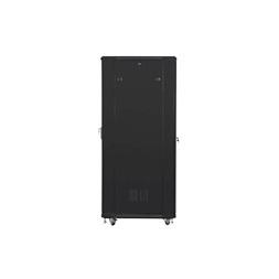 Lanberg FF01-8847-12B 19" 47U SZÉL:800mm MÉLY:800mm MAG:2270mm lapraszerelt üvegajtós fekete rack szekrény