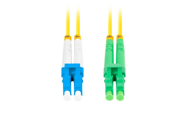 Lanberg FO-LALU-SD11-0020-YE duplex optikai patch kábel 2xLC/APC + 2LC/UPC csatlakozóval, duplex 9/125 LSZH, 2m