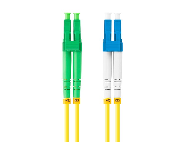 Lanberg FO-LALU-SD11-0020-YE duplex optikai patch kábel 2xLC/APC + 2LC/UPC csatlakozóval, duplex 9/125 LSZH, 2m